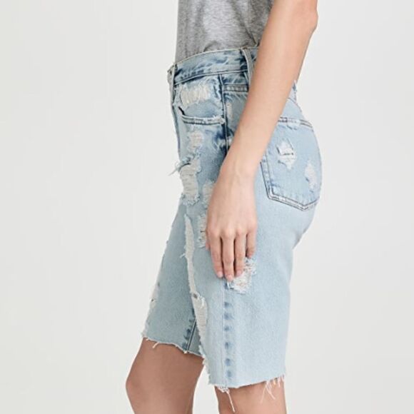 Frame Le Vintage Bermuda Distressed Denim Shorts In Drenched Size 24 NWT - Picture 3 of 16
